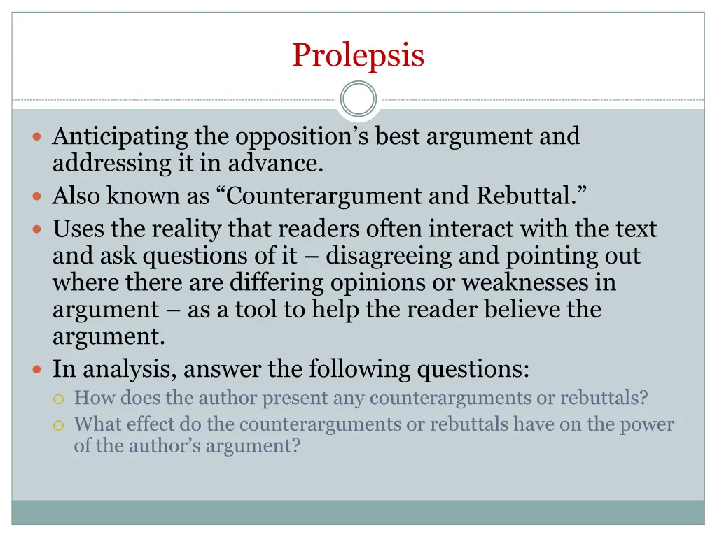 prolepsis