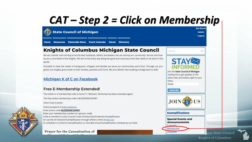 cat step 2 click on membership