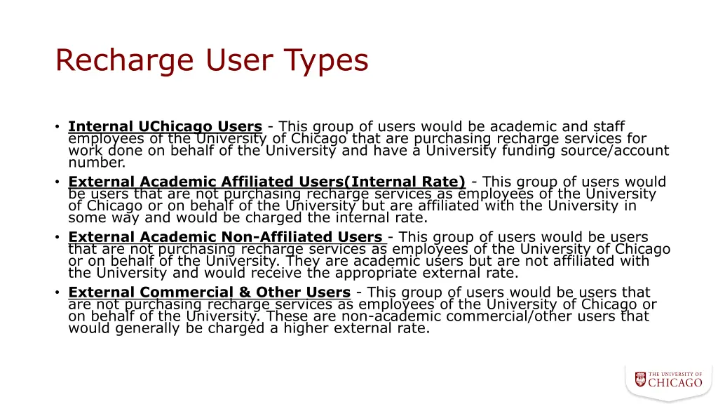 recharge user types