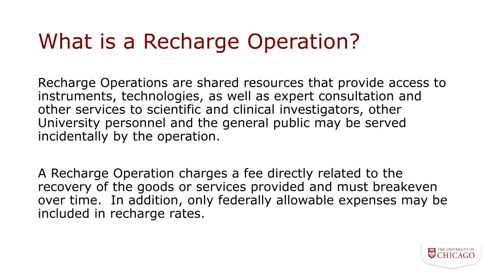 what is a recharge operation
