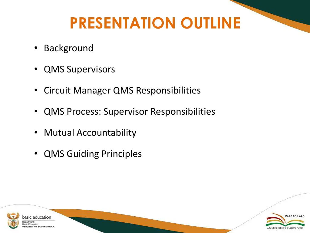 presentation outline