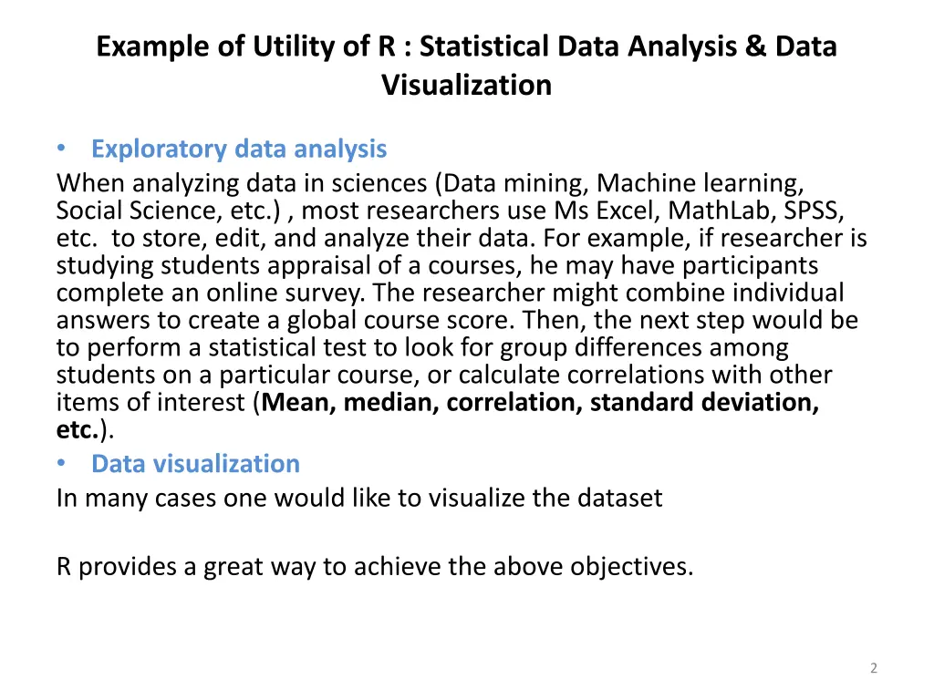 example of utility of r statistical data analysis