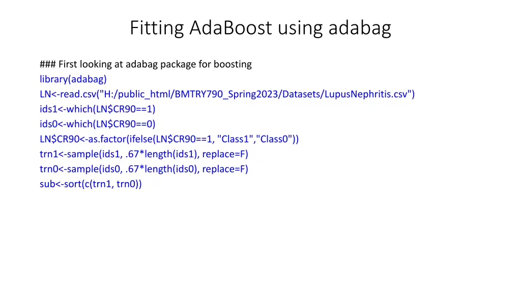 fitting adaboost using adabag