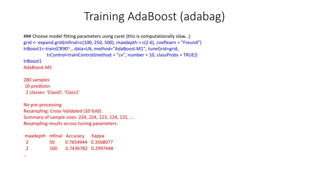 training adaboost adabag