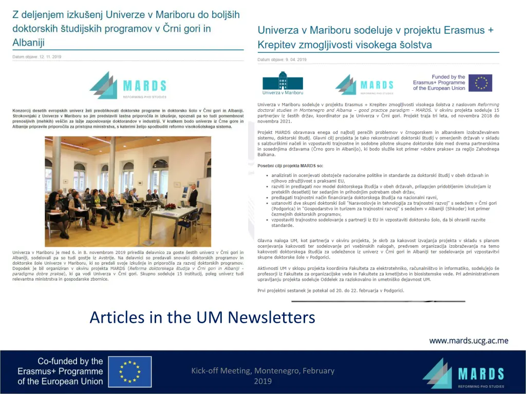 articles in the um newsletters
