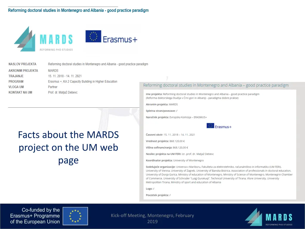 facts about the mards project on the um web page