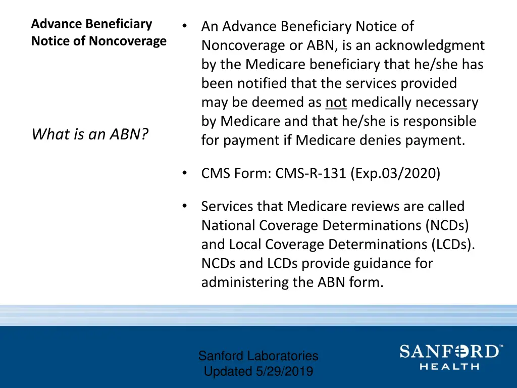 an advance beneficiary notice of noncoverage