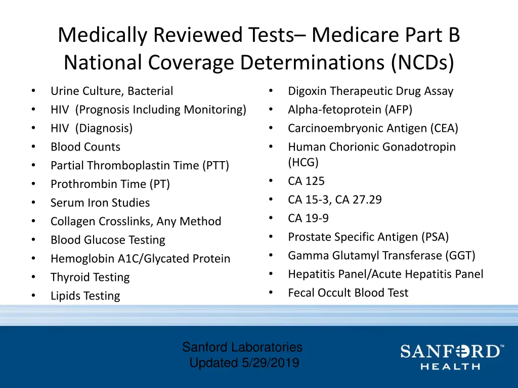 medically reviewed tests medicare part b national