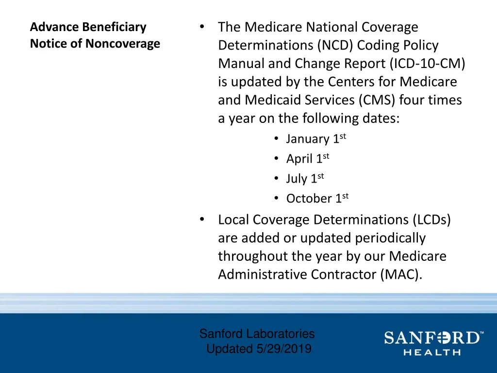 the medicare national coverage determinations