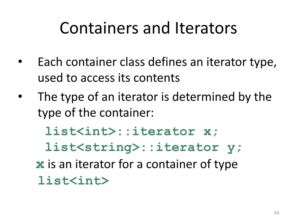 containers and iterators