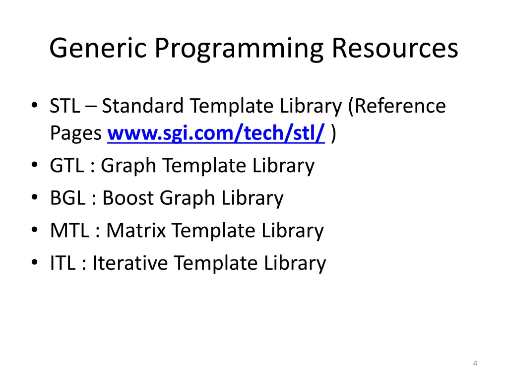 generic programming resources
