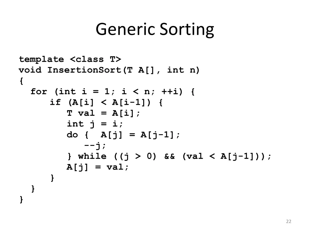 generic sorting