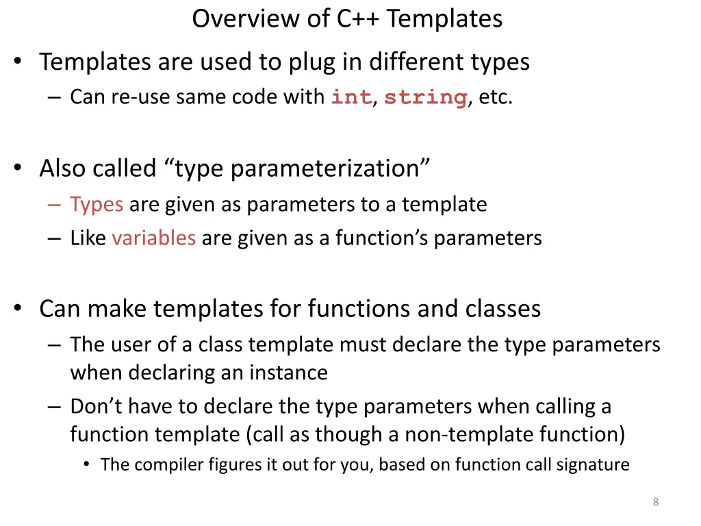 overview of c templates