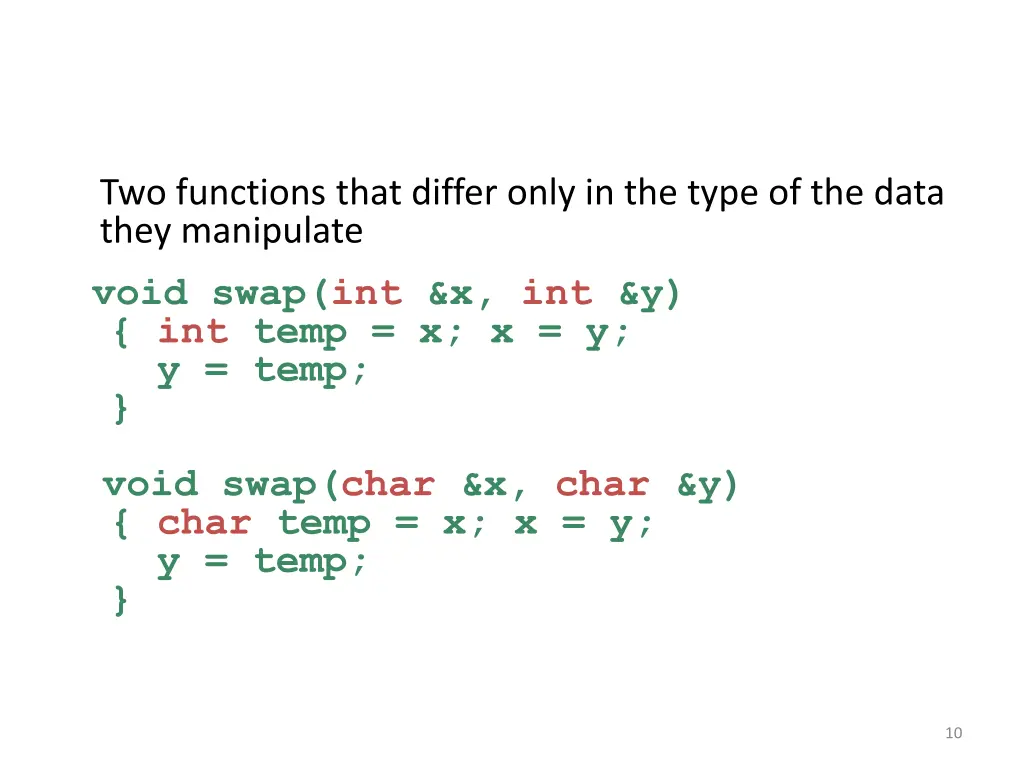 two functions that differ only in the type
