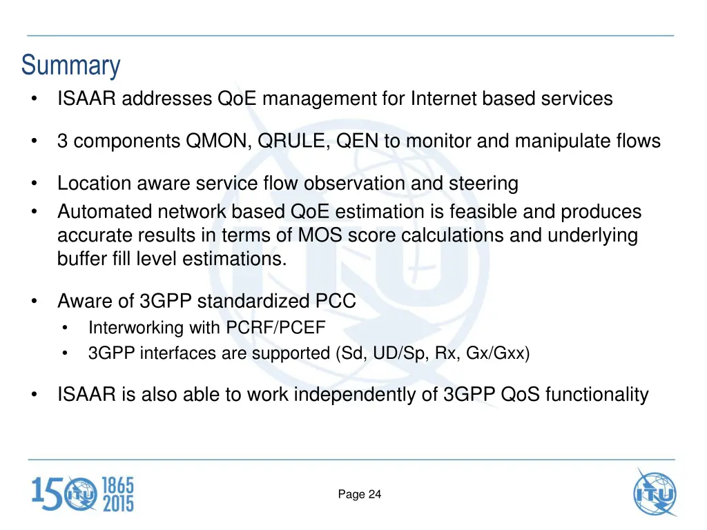 summary isaar addresses qoe management