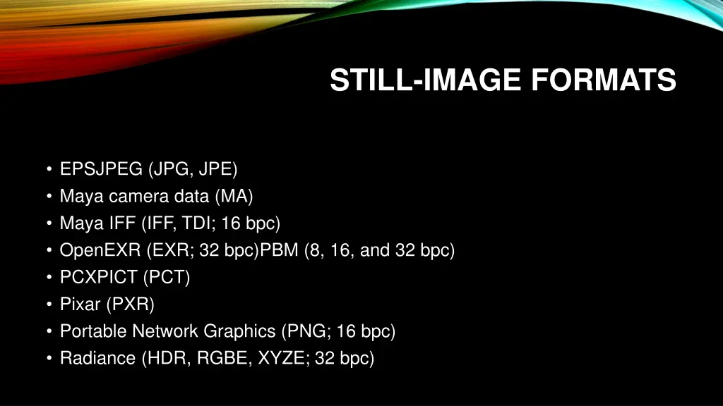 still image formats 1