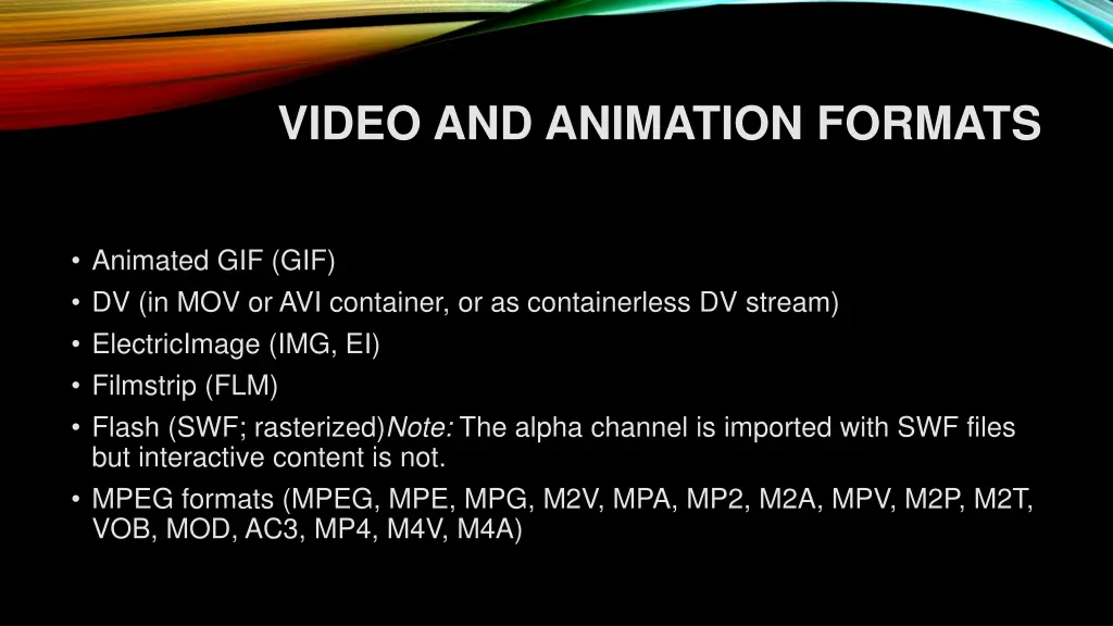 video and animation formats 1
