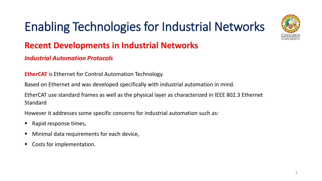 enabling technologies for industrial networks