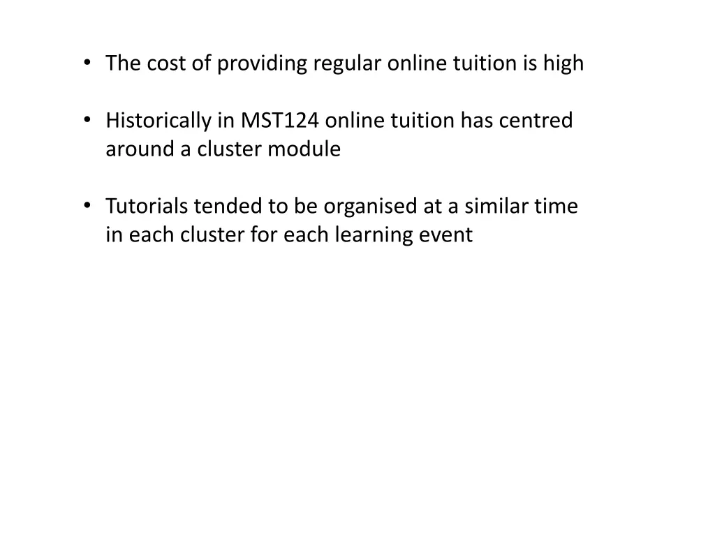 the cost of providing regular online tuition