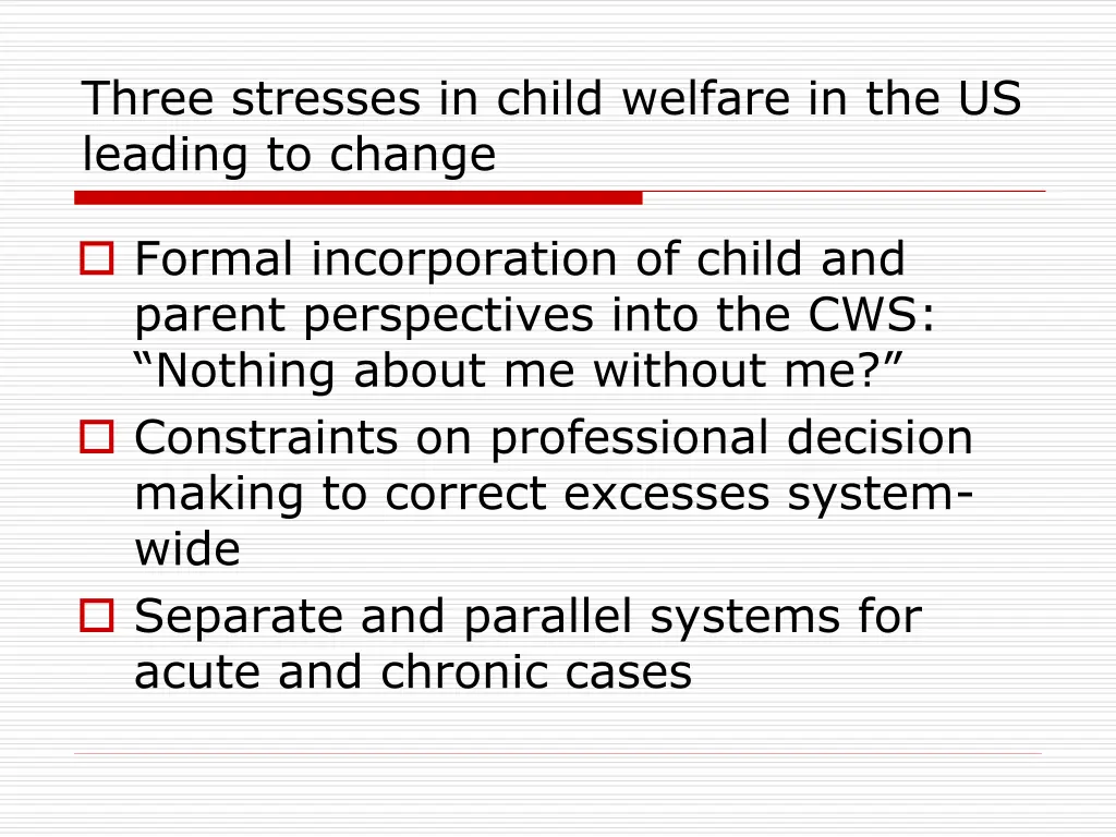 three stresses in child welfare in the us leading