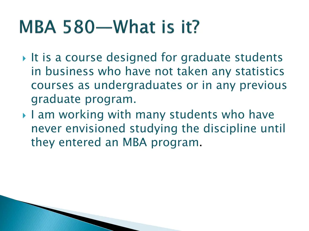it is a course designed for graduate students