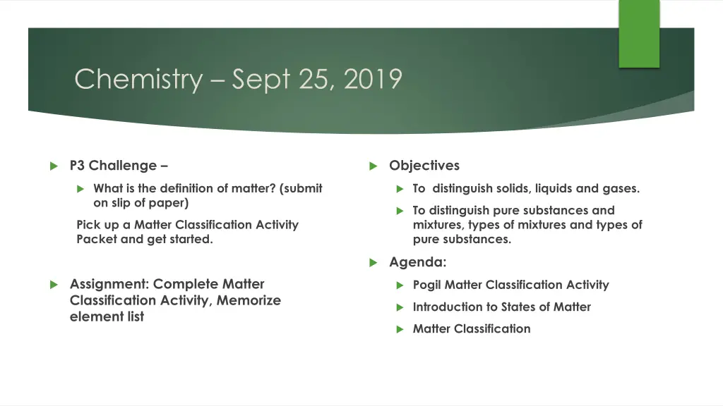 chemistry sept 25 2019