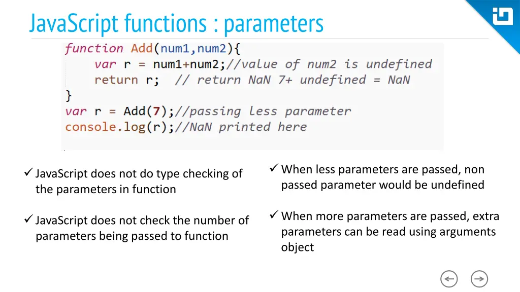 javascript functions parameters