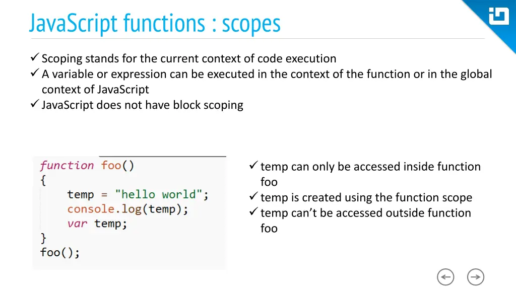 javascript functions scopes