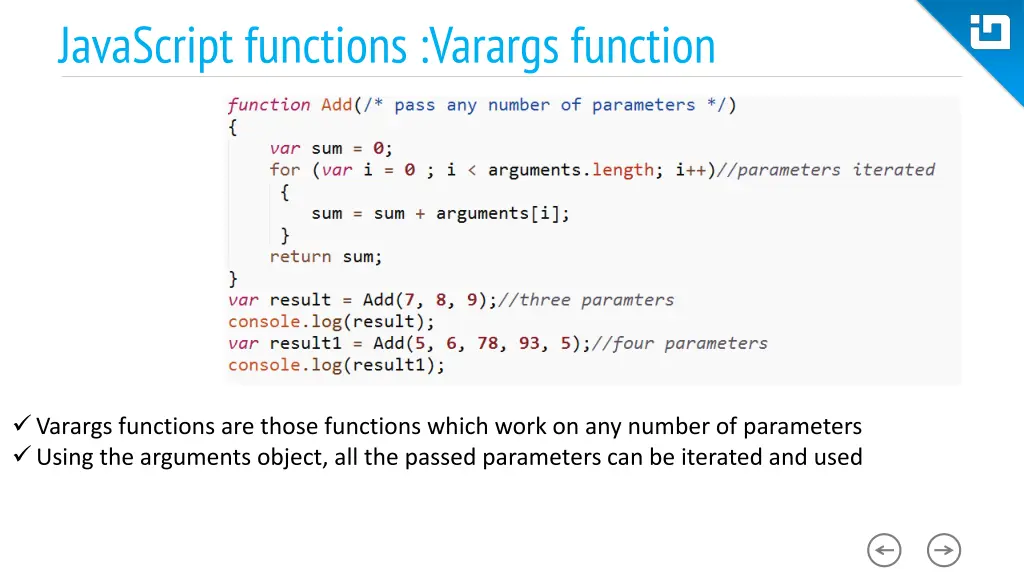 javascript functions varargs function