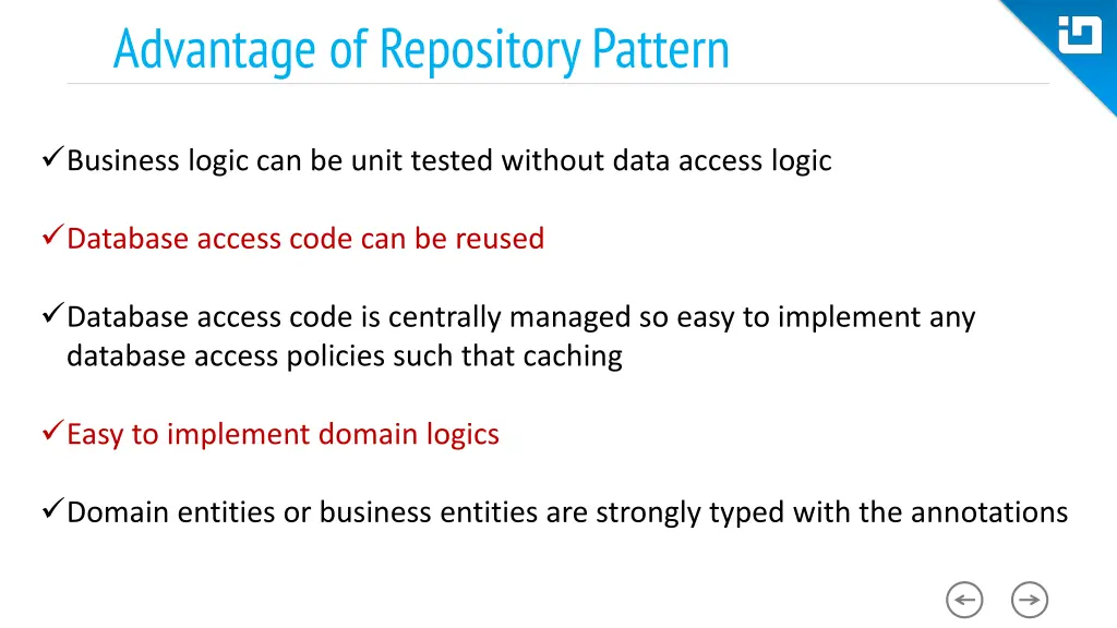 advantage of repository pattern