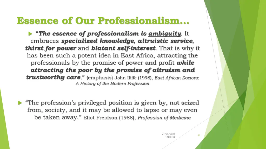 essence of our professionalism