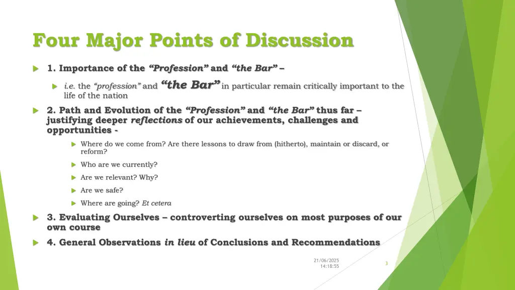 four major points of discussion