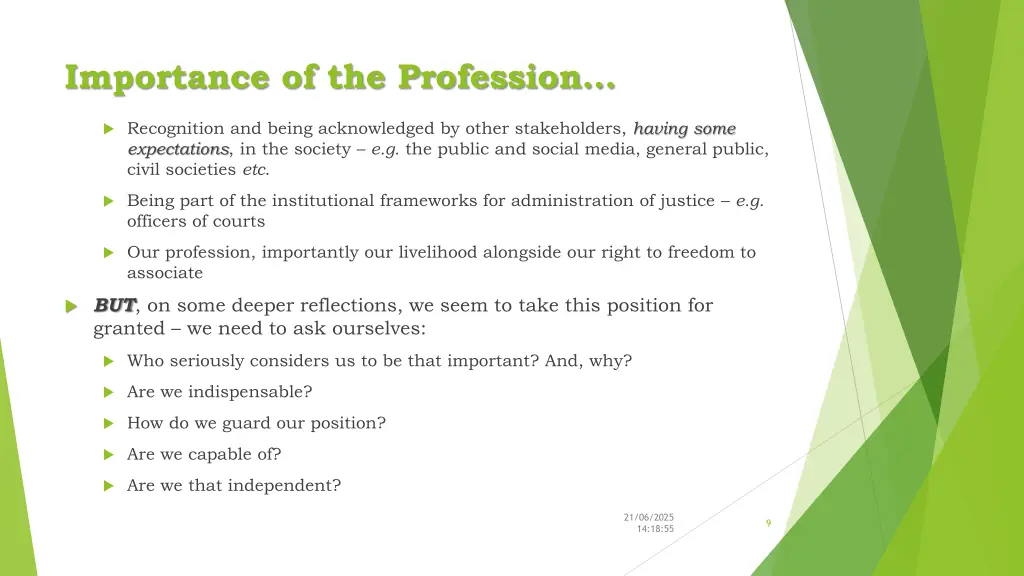 importance of the profession