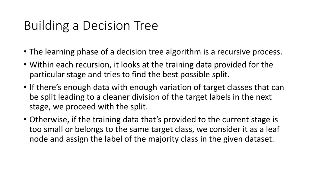 building a decision tree