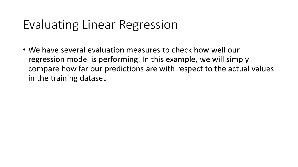 evaluating linear regression