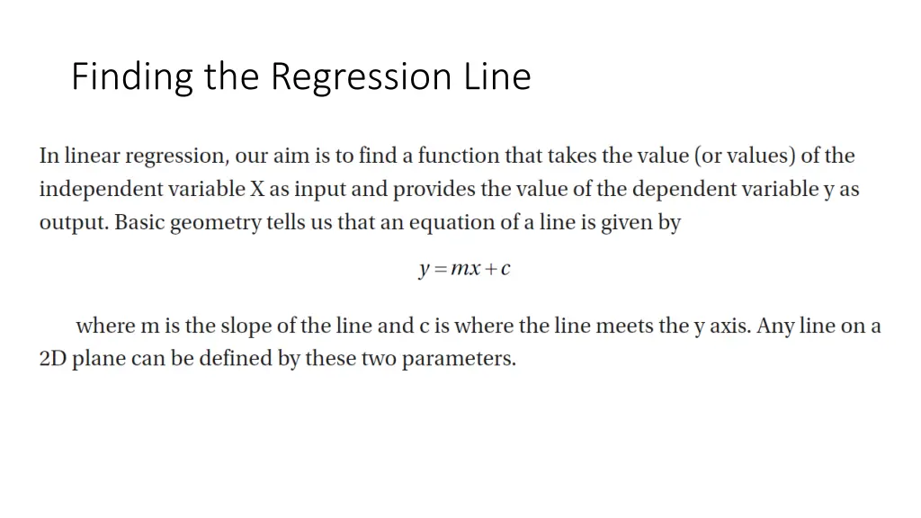 finding the regression line