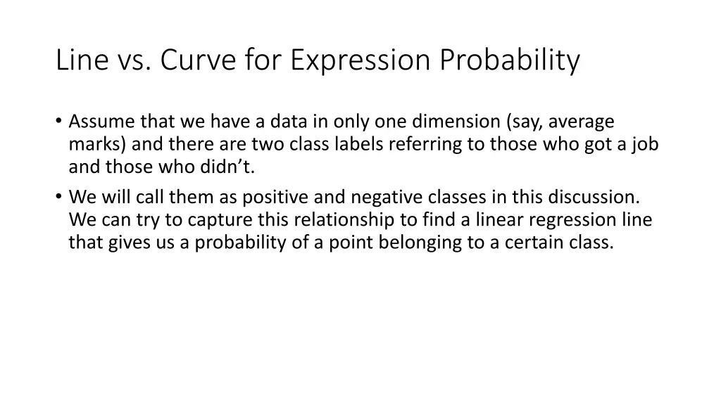 line vs curve for expression probability