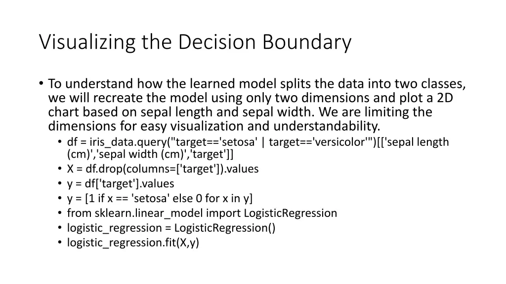 visualizing the decision boundary