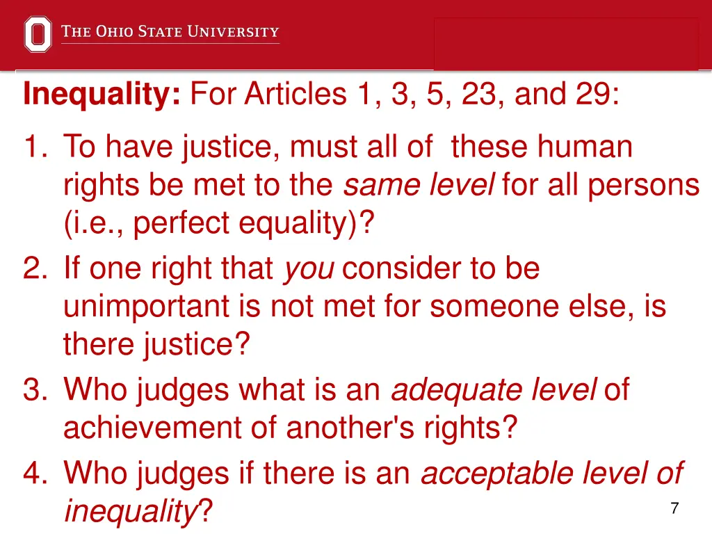 inequality for articles 1 3 5 23 and 29 1 to have