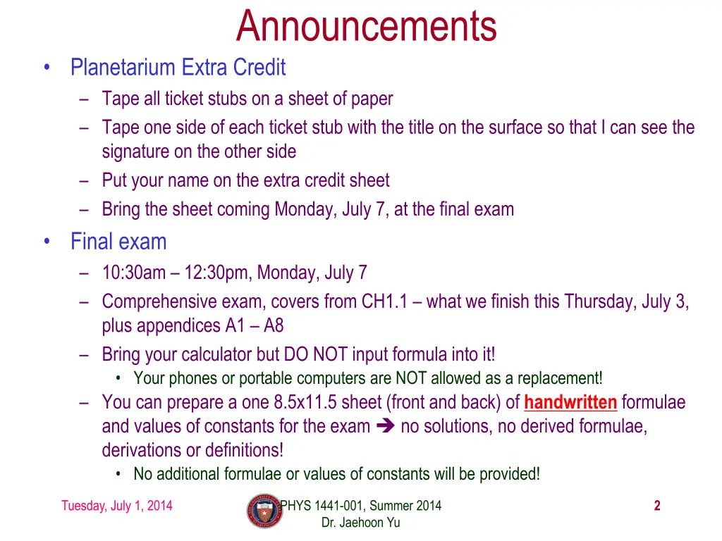 announcements