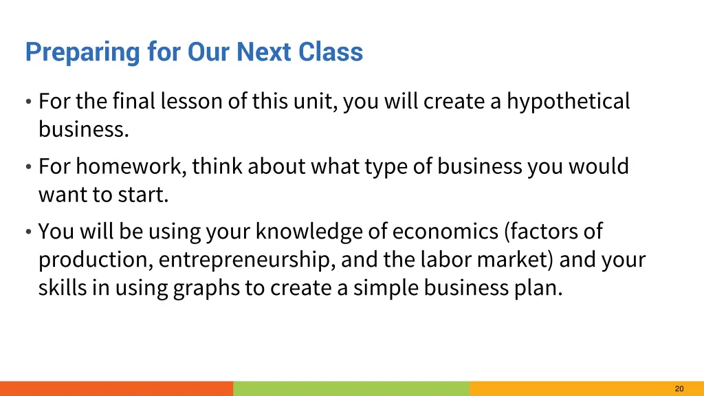 preparing for our next class