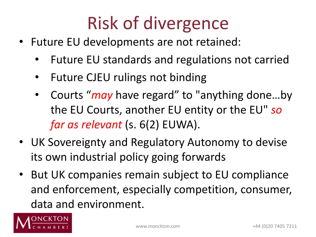 risk of divergence future eu developments