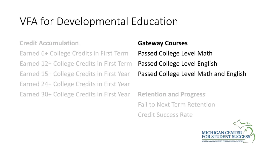 vfa for developmental education