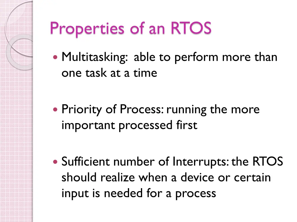 properties of an rtos