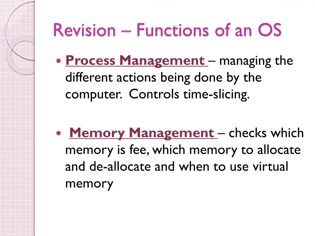 revision functions of an os