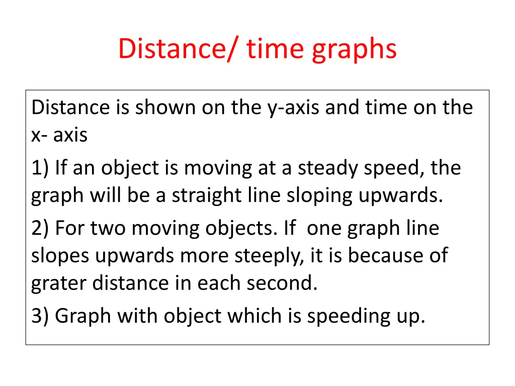 distance time graphs