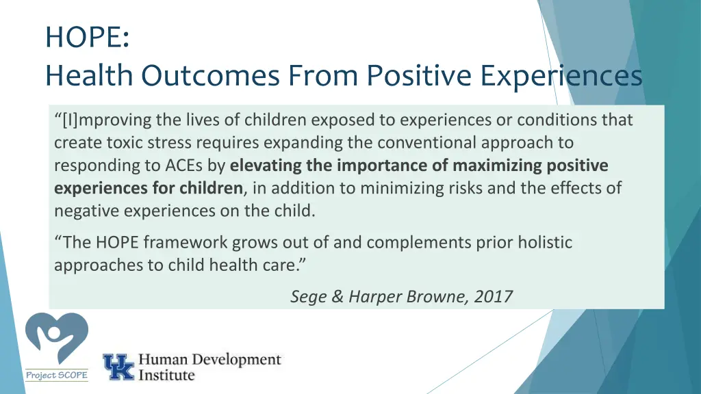 hope health outcomes from positive experiences