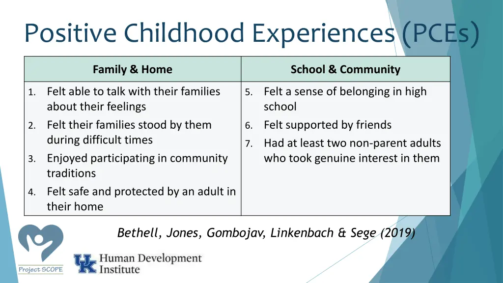 positive childhood experiences pces