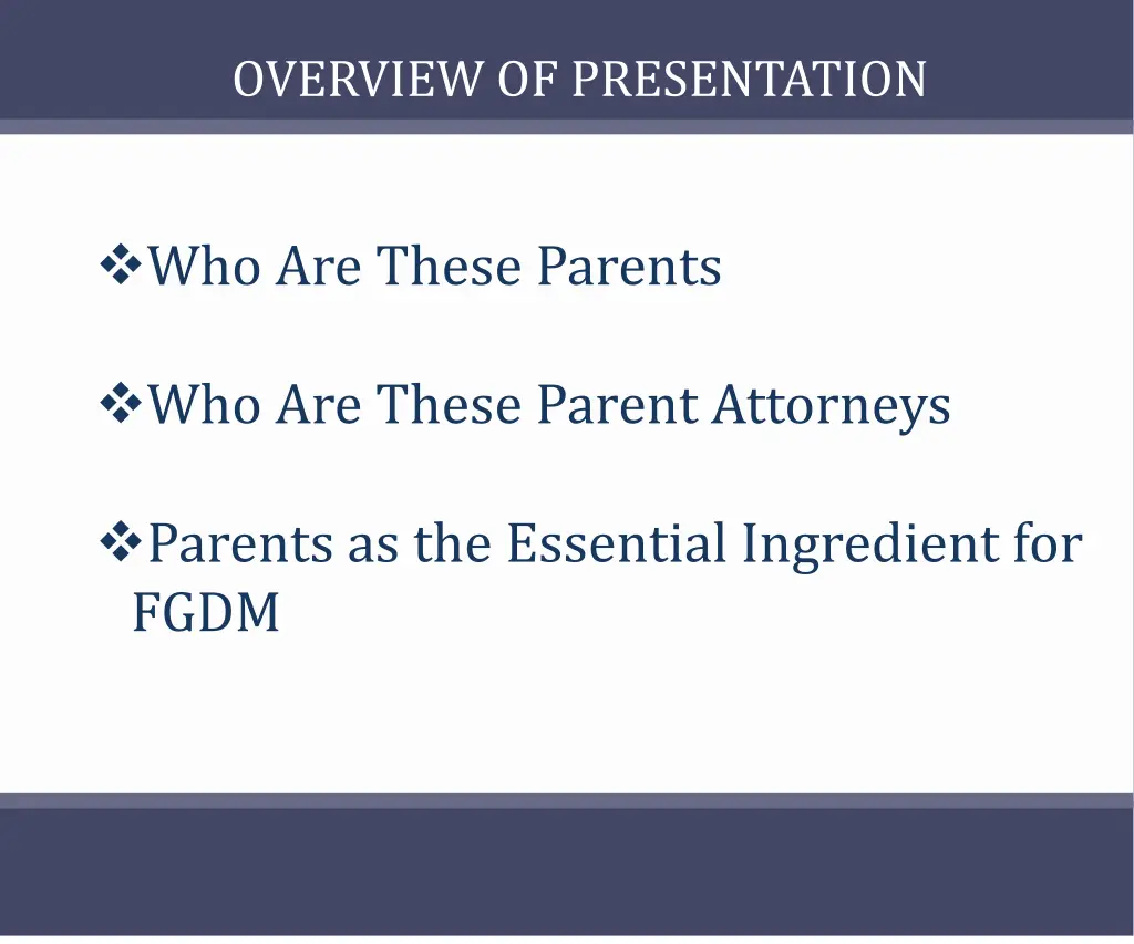 overview of presentation