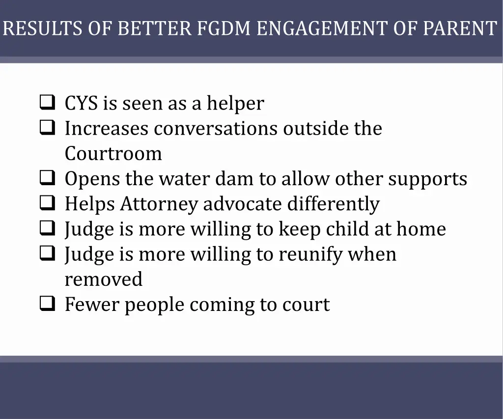 results of better fgdm engagement of parent